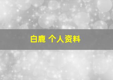 白鹿 个人资料